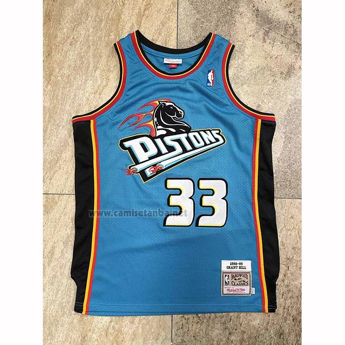 Camiseta Detroit Pistons Grant Hill NO 33 Mitchell & Ness 1998-99 Azul